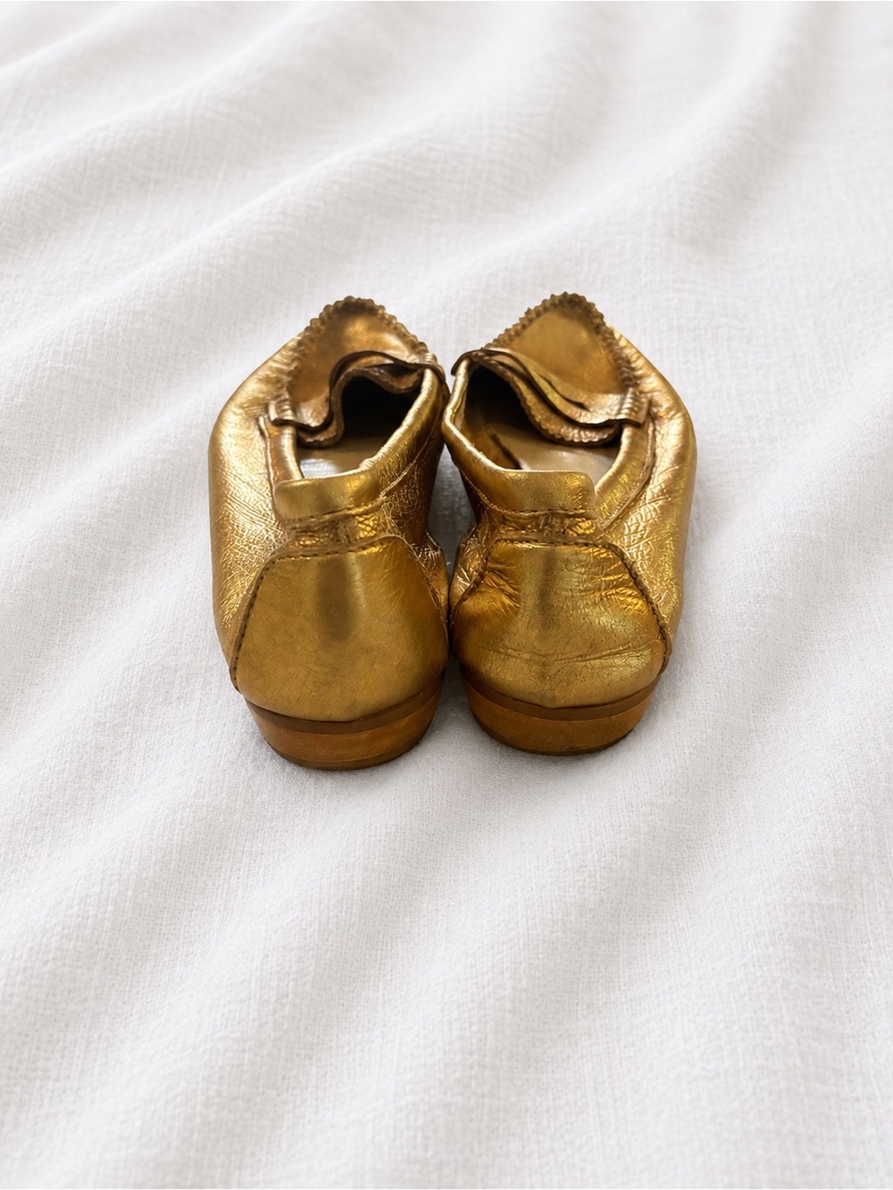 Paola Ferri Italy Gold Metallic Leather Penny Loafers Women’s EU 37 US 6.5–7 - Picture 3 of 5